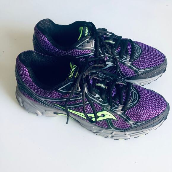 Saucony 'Cohesion 7' Women's SZ 11 Purple Sneaker Lime Green - Picture 10 of 10